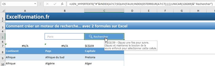 Excel formation - moteur de recherche 2 fonctions - 14