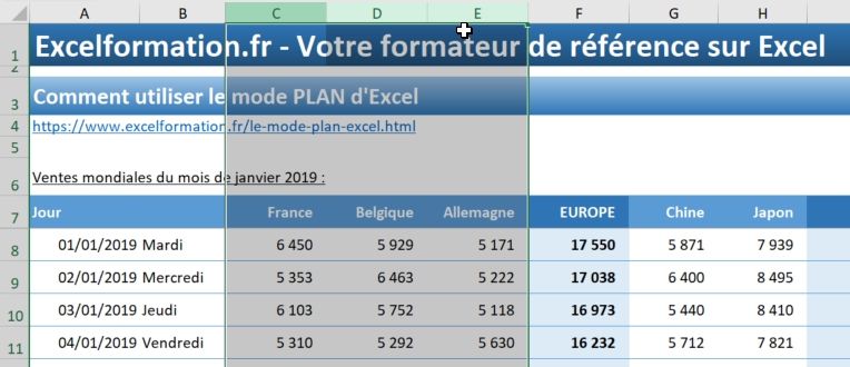 Excel formation - 023 Le mode plan - 02