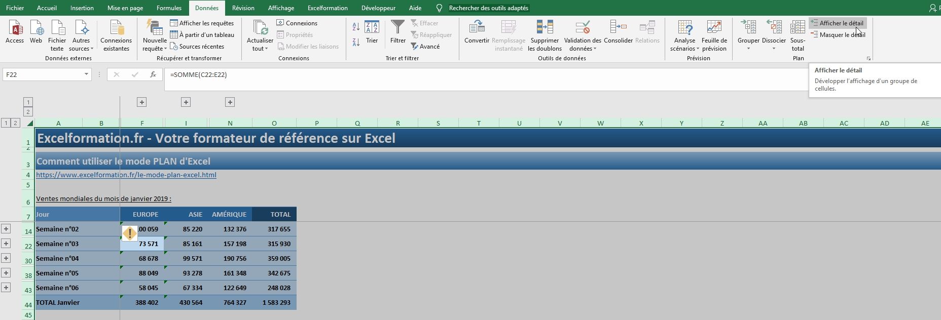 Excel formation - 023 Le mode plan - 17