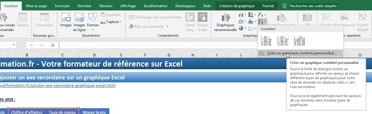 Excel formation - Comment ajouter un axe secondaire sur un graphique Excel - 09