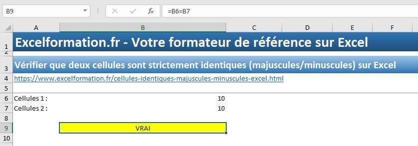 Excel formation - Cellules identiques - 01