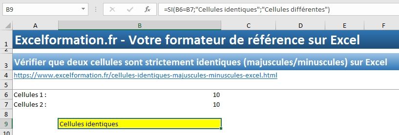 Excel formation - Cellules identiques - 03