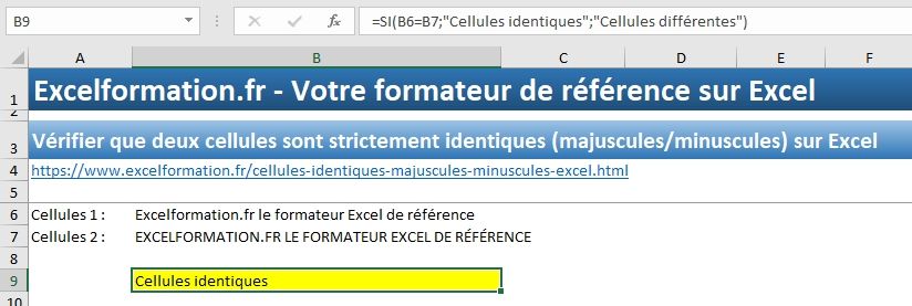 Excel formation - Cellules identiques - 05