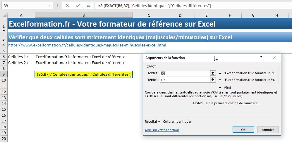 Excel formation - Cellules identiques - 06