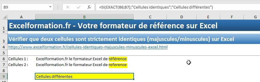 Excel formation - Cellules identiques - 07