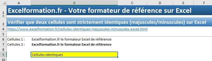 Excel formation - Cellules identiques - 09