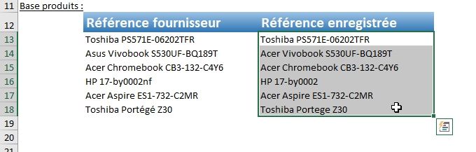 Excel formation - Cellules identiques - 12