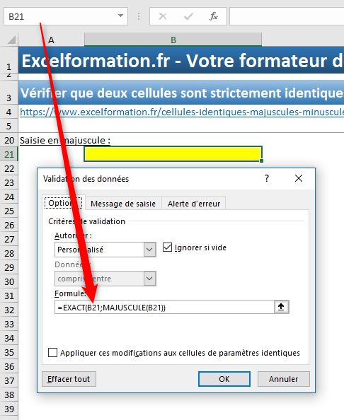 Excel formation - Cellules identiques - 20