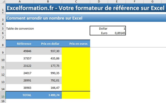 Excel formation - Comment arrondir un nombre sur Excel - 01