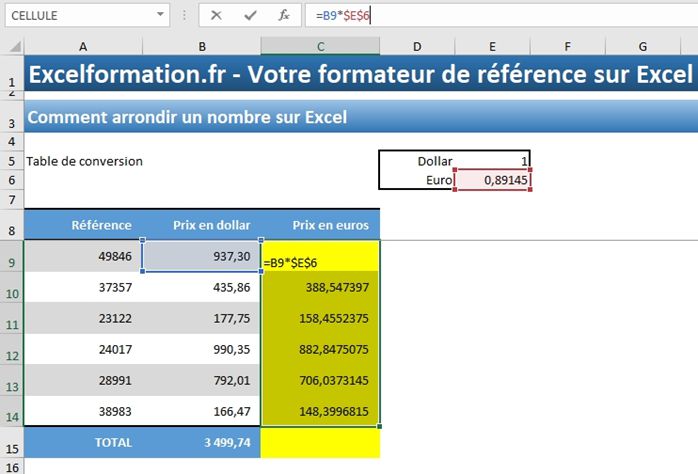 Excel formation - Comment arrondir un nombre sur Excel - 02