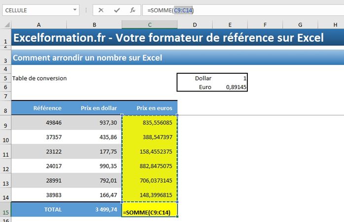 Excel formation - Comment arrondir un nombre sur Excel - 03