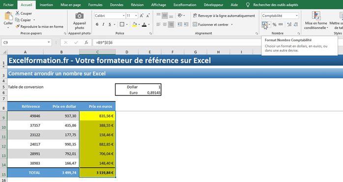 Excel formation - Comment arrondir un nombre sur Excel - 04