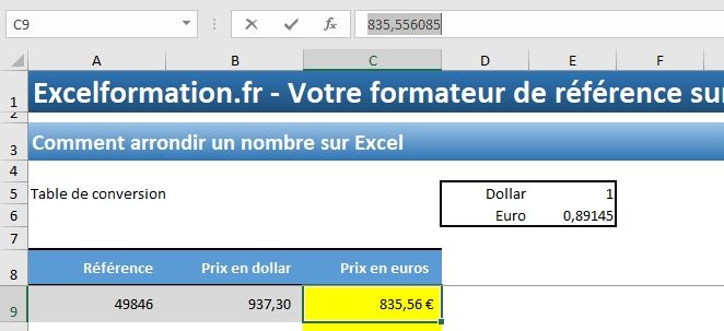 Excel formation - Comment arrondir un nombre sur Excel - 07