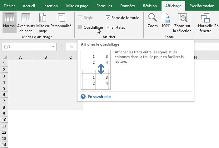 Excel formation - Comment imprimer le quadrillage d'Excel - 05