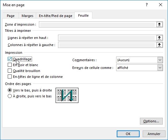 Excel formation - Comment imprimer le quadrillage d'Excel - 08