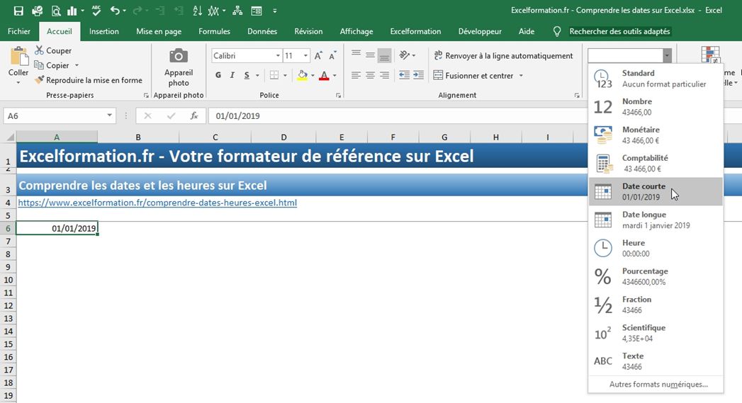 Excel formation - Comprendre les dates sur Excel - 03