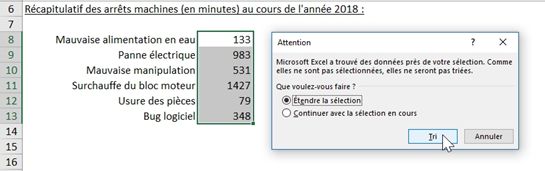 Excel formation - diagramme de PARETO - 07