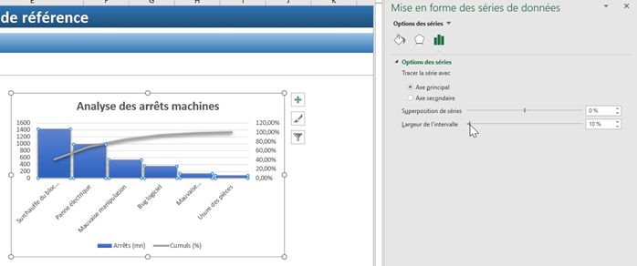 Excel formation - diagramme de PARETO - 23