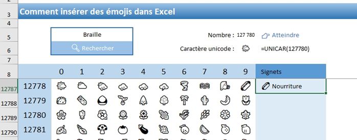 Excel formation - Insérer des emojis avec UNICAR dans Excel - 10