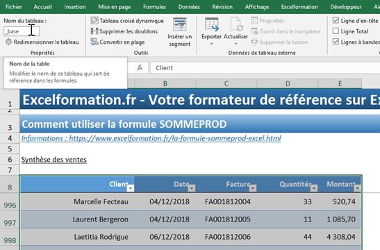 Excel formation - La fonction SOMMEPROD étendue - 04