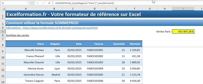 Excel formation - La fonction SOMMEPROD étendue - 05