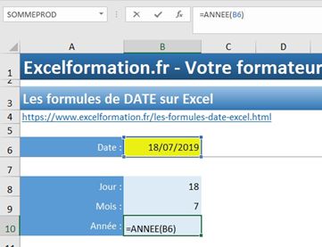 Excel formation - Les formules DATE MOIS JOUR - 01