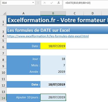 Excel formation - Les formules DATE MOIS JOUR - 04