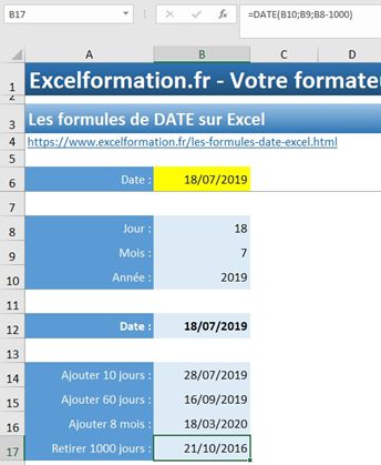 Excel formation - Les formules DATE MOIS JOUR - 07