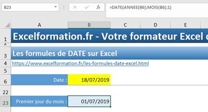 Excel formation - Les formules DATE MOIS JOUR - 11