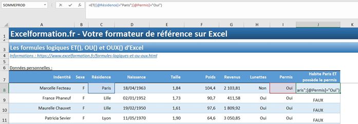 Excel formation - Les opérateurs ET, OU et OUX - 07