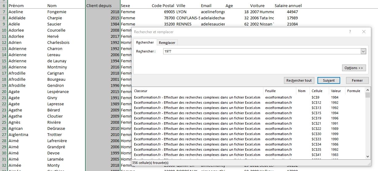 Excel formation - Recherches complexes - 21