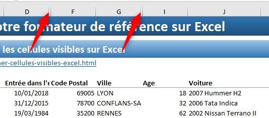 Excel formation - Sélection cellules visibles - 03