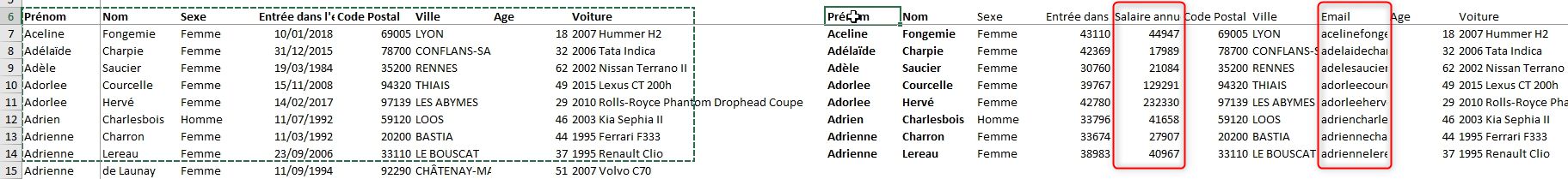 Excel formation - Sélection cellules visibles - 04