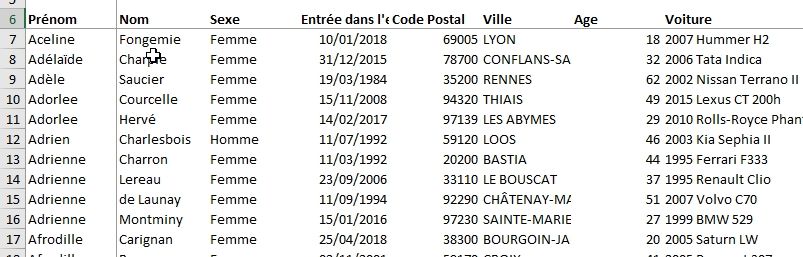 Excel formation - Sélection cellules visibles - 05