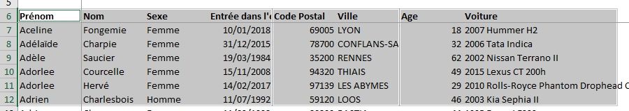 Excel formation - Sélection cellules visibles - 08