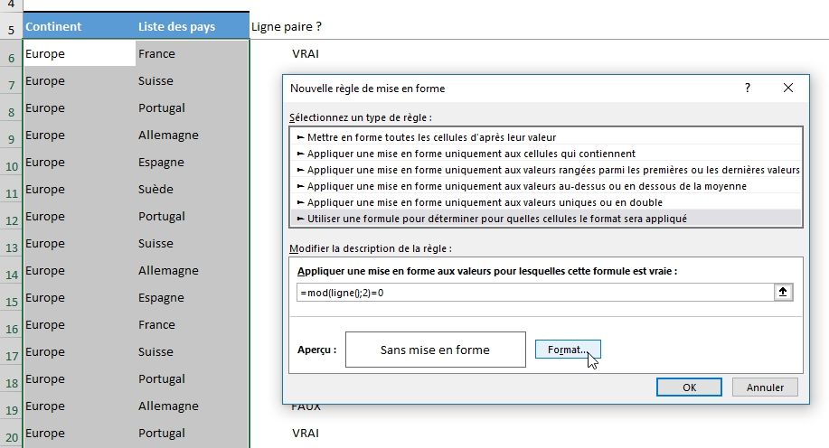 Excel formation - Surligner une ligne sur deux sur Excel - 07