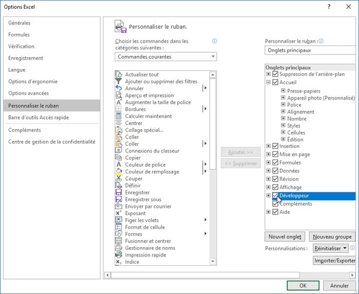 Excel formation - VBA02 Afficher le menu Développeur - 04