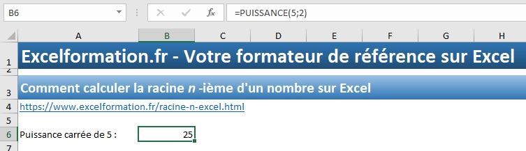 Excel formation - 024 Racines niemes - 01