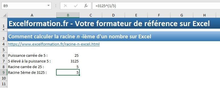 Excel formation - 024 Racines niemes - 06