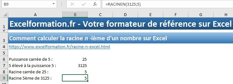 Excel formation - 024 Racines niemes - 09