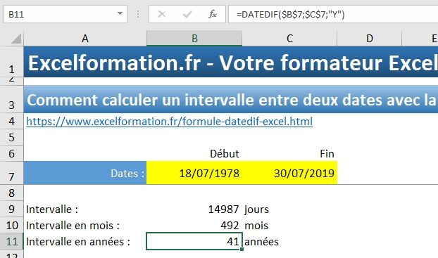 Excel formation - Dates03 Datediff - 07
