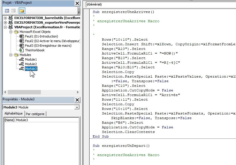 Excel formation - VBA04 Analyse d'une macro VBA - 02