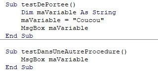 Excel formation - VBA052 Portée de variables - 03