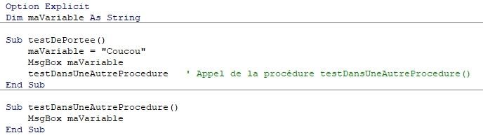 Excel formation - VBA052 Portée de variables - 06