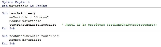 Excel formation - VBA052 Portée de variables - 06