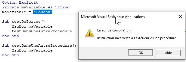 Excel formation - VBA052 Portée de variables - 08