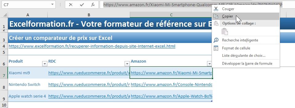 Excel formation - 028 Infos internet - 02