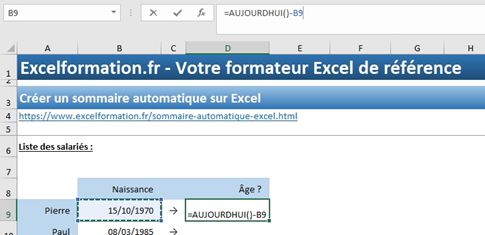 Excel formation - Dates05 Calcule d'age et d ancienneté sur Excel - 02
