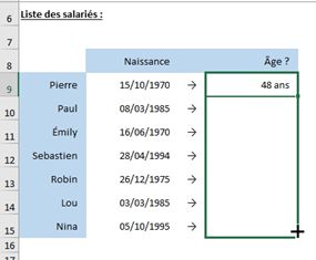 Excel formation - Dates05 Calcule d'age et d ancienneté sur Excel - 07