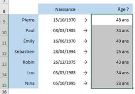 Excel formation - Dates05 Calcule d'age et d ancienneté sur Excel - 08